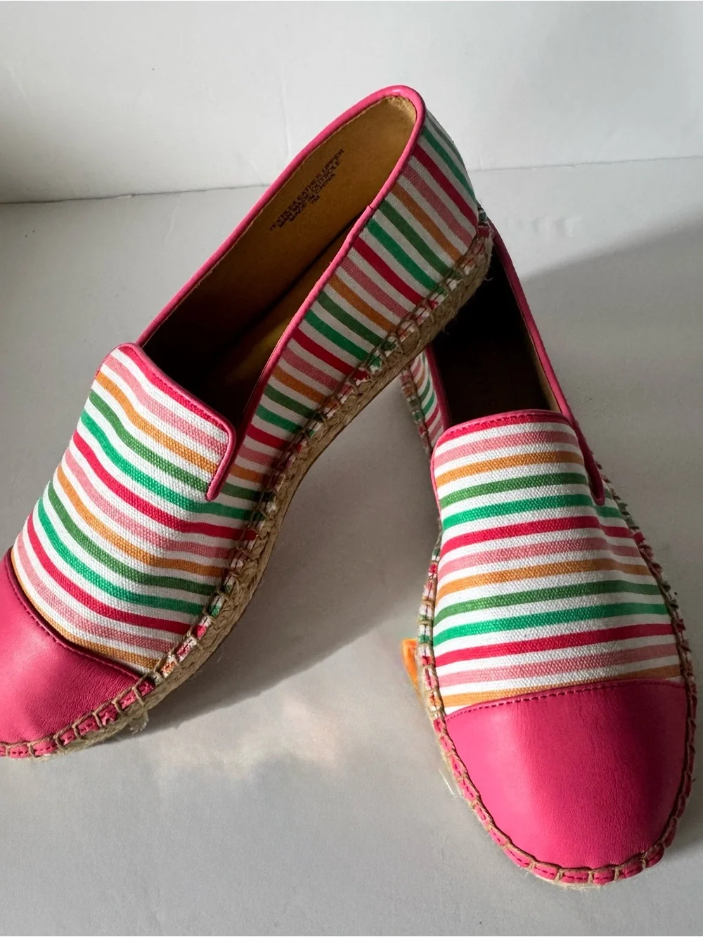 Talbots Espadrille Women’s 7 Flats Pink Striped Slip On IZZY Shoes Pink Toe EUC
